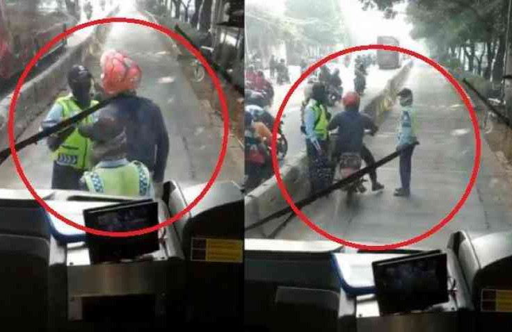 Viral Pengendara Motor Lewat Jalur Bus Way Tidak Terima Ditugur