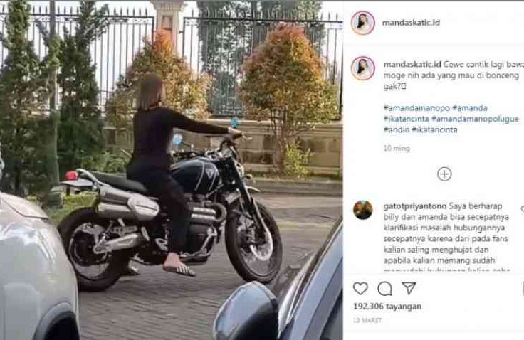 Amanda Manopo Pemeran Andin di Sinetron Ikatan Cinta Jago Naik Moge