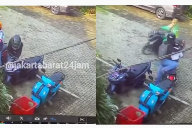 Waspada Saat Parkir, Aksi Curanmor Digagalkan Oleh Seorang Ibu-Ibu Saat Sedang Beraksi